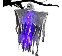 Halloween Skeleton, Flying Ghost Lighted Prop, Fog Floating Decoration with Hanging Design, Wall Ornament for Courtyard Garden Yard Classroom Carnival Party Setup