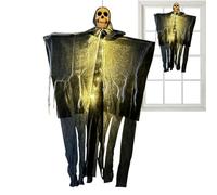 Halloween Skeleton Ghost, Floating Light-Up Prop, 80x61cm/31.5x24.02 inches Fog Effect Hanging Decoration Flying Style, White for Yard, Garden, Party, Wall, Classroom, Carnival Display