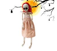 Halloween Skeleton Girl - PP 12x7x49cm, Hanging Red Haired Skeleton