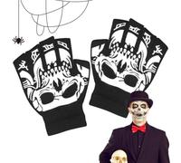 Halloween Skeleton Gloves - Luminous Glow Half Finger Mittens for Kids