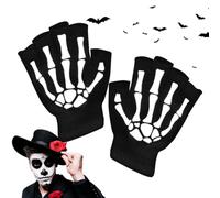 Halloween Skeleton Gloves - Luminous Glow Half Finger Mittens for Kids