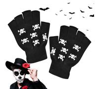 Halloween Skeleton Gloves - Luminous Glow Half Finger Mittens for Kids