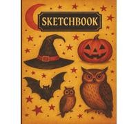 Halloween Sketchbook: 8.5 x 11 in | 110 Pages | Plain Cream Paper Drawing Book with Matte Cover | Spooky Pumpkin and Witch Themed Sketch Notebook - Heartmia Seasonal Sparks