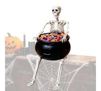 Halloween Skull Candy Rack Set With Articulated Skeleton For Spooky Outdoor | Skeleton Candy Bowl Outdoor Decor For Haunted House Bar Porch Yard Cafe Parents Homeowners