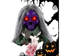 Halloween Skull Decoration 24cm Sound Activated Walking Prop with Eyes