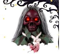 Halloween Skull Decoration 24cm Sound Activated Walking Prop with Eyes