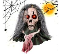 Halloween Skull Decoration 24cm Sound Activated Walking Prop with Eyes