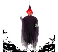 Halloween Skull Hanging Ghost - Squelette effrayant Ghost avec yeux LED | RECLEY Flying Ghost Halloween Prop pour porche, arbres, décoration intérieure et décoration de fête intérieure ou est