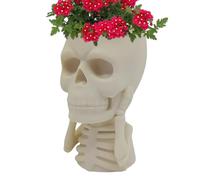 Halloween Skull Pot, Gothic Skeleton Flower Vase, 5.71x2.95x1.18 inches Versatile Halloween Garden Accessory for Tabletop Decoration in Living Room, Balcony, Yard, Bedroom, Offices, Parties