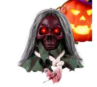 Halloween Skull with Light Up Red Eyes Scary Sound Activated Animated