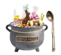 Halloween Snack Bowl Witch Cauldron, Horror Dessert Container 7.87x6.3x5.91 Inches, Desktop Candy Holder, Spooky Treat Server for Popcorn Jelly Chocolate Fruits Fondant Holiday Party Table Use