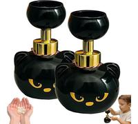 Halloween Soap Dispenser, Cat soap Dispenser, Creates Paw-Shaped Foam, Refillable Hand Soap Pump, Black Kitty Foaming Pump Bottle for Bathroom & Kitchen, Cat Enthusiast Gift (2psc)