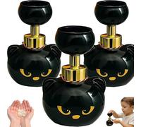 Halloween Soap Dispenser, Cat soap Dispenser, Creates Paw-Shaped Foam, Refillable Hand Soap Pump, Black Kitty Foaming Pump Bottle for Bathroom & Kitchen, Cat Enthusiast Gift (3psc)