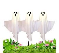 Halloween Solar Ghost Decor - 3pcs LED Light Up Ghosts Outdoor Set, Waterproof Solar Powered Ghost Lights Set of 3, Spooky Outdoor Garden & Yard Decoration for Porch, Pathway, Tree, Balcony & Haunted