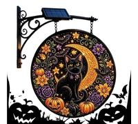 Halloween Solar Light - Black Cat Moon LED Wall Lamp | Outdoor Garden