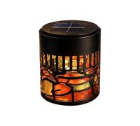Halloween Solar Light Projector Evil Face Sun Pattern Outdoor Lamp | Solar-powered iron Halloween projection light casting scary evil face sun patterns for haunted house and yard party displays.
