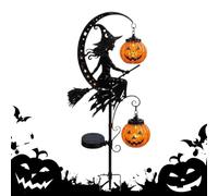Halloween Solar Lights Outdoor - Witch Pumpkin Crescent Moon LED