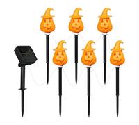 Halloween Solar Pumpkin Stake Lights, Outdoor LED Ground Insert Garden Decorations, Spooky Display Stand, Perfect for Yard, Porch, Patio, Lawn, and Grave Decoration, 33.5x6.6x6.6cm Yellow