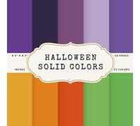 Halloween Solid Colors Scrapbook Paper - 50 Pages, 25 Double-Sided Colors - 8.5 x 8.5 in Craft Pad: Scrapbook Paper in Orange, Black, Purple, Green & ... for DIY Halloween Crafts, Cards, Journals
