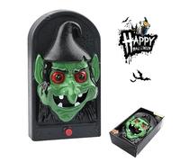 Halloween Sonnette de Porte Décorations, Sonnette Lumineuse de Maison Hantée avec Sons Effrayants, Sonnette à Motif de Squelette et de Fantôme pour Trick Or Treat Halloween Party Décorations (B)