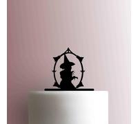 Halloween Sorcière dans un cadre - Décoration de gâteau en acrylique 17,8 cm de large/marron