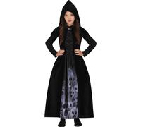 Halloween Sorcière Manteau Costume Hanté Vêtement Pour Aventure Magique Forêt Sombre Fantôme Tenue Enfants, Taille : 110/116 Couleur : Noir