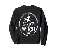 Halloween Sorcière sur Balai avec étoile Cercle Cool rétro Sweatshirt
