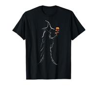 Halloween Sorcière Tenant Une Rose Dessin Fleur Halloween T-Shirt