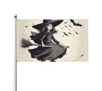 Halloween Sorcière volante 1 drapeau imprimé 9,1 x 1,5 m Bannière décorative de jardin, cour, décoration de fête intérieure ou extérieure