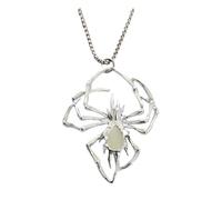 Halloween Spider Pendant Necklace Luminous Glow in Dark Hip Hop Street Style Zinc Alloy Unisex Jewelry(Blue-green)