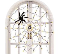 Halloween Spider Web Lights - Toile d'araignée d'extérieur | Lumières de décoration d'Halloween | 70 LED étanche avec araignées noires pour fenêtre de jardin de maison
