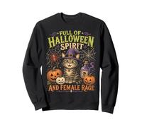 Halloween Spirit Female Rage Witch Cat Spooky Season Sweatshirt
