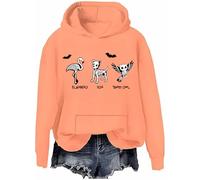 Halloween Squelette Animaux Sweatshirt Halloween Squelette Sweat à capuche Animaux Amoureux Cadeaux Chemises, Hami Orange-H, S