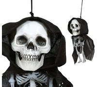 Halloween Squelette Déco Figure Grosse Tête Horreur Suspendue Effroi Crâne Décoration Maison Hantée Accessoires Effrayant Effet Toile d'araignée