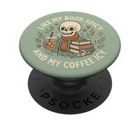 Halloween Squelette Lecture Livres Rat de bibliothèque Café PopSockets PopGrip Adhésif
