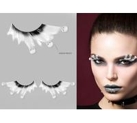 Halloween Squelette Tête de Mort Accessoires Cils Noir Blanc Effrayant Maquillage Costume Fête Look Détaillé, Couleur : Blanc