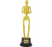 Halloween Squelette Trophée Statue Or Décoration Costume Vainqueur Célébration Nuit d'horreur Concours Souvenir Figure Or noir, couleur : multicolore