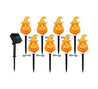 Halloween Stake Lights Outdoor, Halloween Solar Pumpkin Ground Stake Light, ABS Orange Adjustable Ground Insert Display Stand, Garden Decorations for Porch, Yard, Grave, Outside, Patio, 33.5x6.6x6.6cm