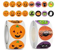 Halloween Stickers 1000 PCS Autocollants d'Halloween, Autocollant Citrouille, Rouleau d'Autocollants pour Fête, Cadeaux (B)