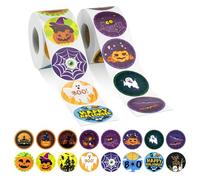 Halloween Stickers 1000 PCS Autocollants d'Halloween, Autocollant Citrouille, Rouleau d'Autocollants pour Fête, Cadeaux (A)