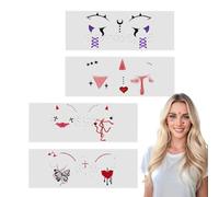 Halloween Stickers - 4 Pcs Waterproof Face Cosplay Decals | Waterproof Masquerade Horror Face Stickers, Temporary for Kids Adults Cosplay Makeup Ghost Fake Blood Stains Decoration
