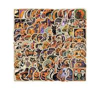 Halloween Stickers Graffiti imperméable, petits autocollants fantômes, autocollant de dessins animés d'Halloween, 100 pièces, style de dessin animé vibrant, pelage et bâton facile, pour ordinateurs po