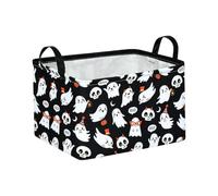 Halloween Storage Basket, Foldable Bat Ghost Bin with Handles, Large Bin