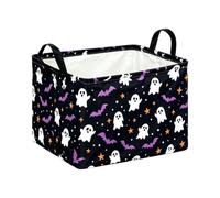 Halloween Storage Basket, Foldable Bat Ghost Bin with Handles, Large Bin