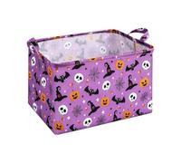Halloween Storage Basket, Foldable Bat Ghost Bin with Handles, Large Bin