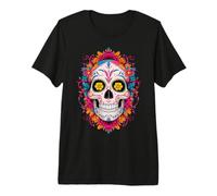 Halloween Sugar Skull Calavera Dia De Los Muertos T-Shirt Haut de Gamme