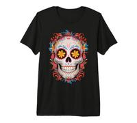 Halloween Sugar Skull Dia De Los Muertos Calavera T-Shirt Haut de Gamme