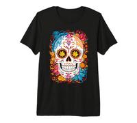 Halloween Sugar Skull Dia De Los Muertos Calavera T-Shirt Haut de Gamme