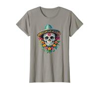 Halloween Sugar Skull Totenkopf Dia De Los Muertos Calavera T-Shirt, Femme, Ardoise, 3XL