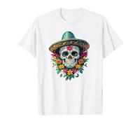 Halloween Sugar Skull Totenkopf Dia De Los Muertos Calavera T-Shirt, Homme, Blanc, 3XL